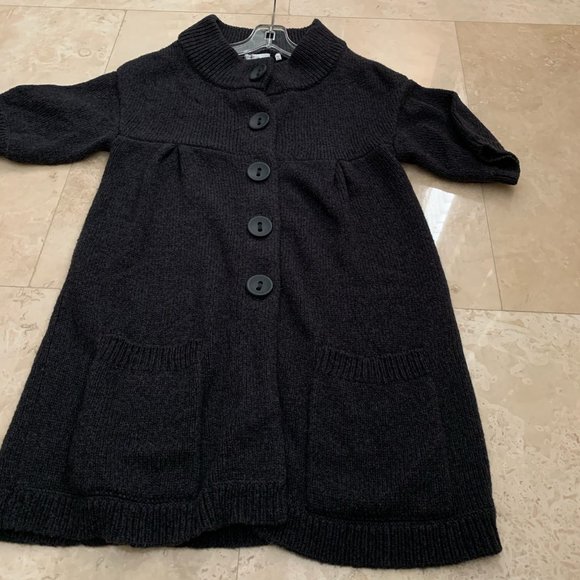 VINCE Sweater Charcoal Soft Wool Chunky Knit Button-Up Cardigan Jacket/dress M - Picture 1 of 8
